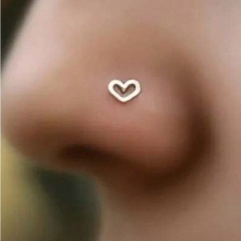 Nose Ring- Silver Heart 316L Stainless Steel Heart Nose Ring Hypoallergenicity